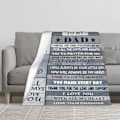 Miniatyrbillede 2 af 7: Far Gaver fra Datter/Søn Tæppe 130*150cm, Fars Fødselsdagsgave, til Far, Fødselsdagsgave til Far, Blødt Flanell Kastetæppe 130*150cm