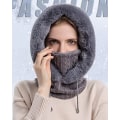 Miniatyrbilde 2 av 4: Kvinners Enkeltstykke Slouchy Fleece Lue Hodeplagg Skjerf Maske Snøring Varm Hette Vinter Balaclava Genser Strikket Lue