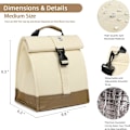 Miniatyrbilde 4 av 6: Isolert lunsjpose Rolltop lunsjboks Medium lunsjkjøler Tote for kvinner, jenter, tenåringer og voksne (hvit) White