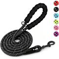 Miniatyrbilde 1 av 7: Robust hundekobbel i tau med komfortabelt polstret håndtak, svært reflekterende, sterkt og robust 4/5/6 fot hundekobbel for små, mellomstore og store hunder (1/2\"×6', Bl BLACK 6FT 1/2"×6'