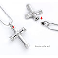 Miniatyrbillede 3 af 6: AVEKI Reb Winding Cross Cremation Ashes Urn Pendant Halskæde Minde Keepsake Smykker Herrens Bøn Cross Ashes Halskæder, Sølv