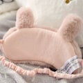 Miniatyrbild 4 av 5: Dam Plysch Kanin Ögonmask Söt Sovmask Ögonskydd Luddiga Kaninöron Ögonskugga för Resor Tupplur Nattsömn Blinder (Rosa R