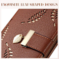 Miniatyrbilde 5 av 6: Lang bladlignende lommebok for kvinner, kortholder i skinn, veske med glidelås og spenne, elegant clutch-lommebok, håndveske for kvinner - Brun Brown