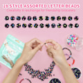 Miniatyrbilde 2 av 7: 800 stykker bokstavperler sett, 28 stiler vennskapsarmbånd smykkefremstilling, assorterte alfabetperler fargerike smilefjesperler hjerteperler for tenåring Style 6