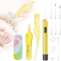 Miniatyrbilde 1 av 6: Ørevoksfjernersett med 2 LED-lys, 12-pakning ørevoksrenser med forstørrelsesglass for barn og voksne, innebygd USB-ørevoksfjernerverktøy med Yellow