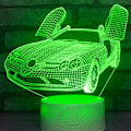 Miniatyrbillede 1 af 4: 3D Sportsvogn Natlampe Bordsklampe Optisk Illusion Lamper 7 Farveskiftende Lys LED Bordlampe Julegave Hjem Kærlighed Fødselsdag Børnegave