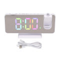 Miniatyrbild 1 av 6: Digital spegelklocka med stor display RGB färgglad gradient projektionsväckarklocka för hem sovrum vit