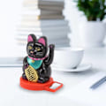 Miniatyrbild 3 av 5: Solcells driven vinkande arm katt prydnad välkomnande vinkande hand tass upp rikedom förmögenhet lyckokatt för förmögenhet pengar lycka Black
