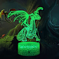 Miniatyrbild 1 av 7: Dragon 3D Optisk Illusion Barnlampa 3D Nattlampa Sänglampa 16 Färger med Fjärrkontroll Dragon Leksaker som en Perfekt Födelsedagspresent för Pojkar och Flickor