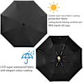 Miniatyrbilde 3 av 7: Kompakt liten paraply for regn og sol, søt design andehode paraply for jenter gaver, 8 ribber sammenleggbar paraply med trehåndtak Black