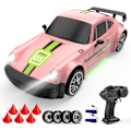 Pikkukuva 1 / 6: RC Drift -auto 2.4GHz 1:20 mittakaava 4WD 20KM/H Nopea Kaukosäädöllä Ohjattava Auto LED-valoilla Drift-renkailla 2 kpl Latautuvat Akut Leikkiautot Pink