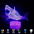 Miniatyrbild 3 av 6: 3D Illusion Haj Nattlampa för Barn Megalodon Haj Leksak Jul Födelsedagspresenter för Pojkar Flickor Barn Baby 7 Färger Fjärrkontroll Skrivbordslampa
