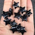 Miniatyrbild 2 av 4: 10-pack läkande kristaller stjärnformade orostensfickstenar handskurna prydnader heminredning, svart obsidian