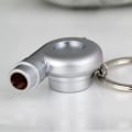 Miniatyrbilde 4 av 5: Kreativt spinnende nytt krompolert pistolmetall svart turbo turbolader nøkkelring nøkkelkjede ring nøkkelring nøkkelring, lag fløytelyd
