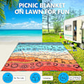 Pikkukuva 5 / 6: Rantapeitto, hiekkaa hylkivä rantamatto, vedenpitävä nopeasti kuivuva kevyt ulkoiluun sopiva Aztec-piknikmatto 200 x 210 cm 2-4 aikuiselle taskuilla