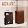 Miniatyrbillede 3 af 7: Slanke tegnebøger til mænd - Læder pengeklips til mænd - RFID-blokerende frontlomme Bifold-pung - Minimalistisk kreditkortholder med gaveæske Chocolate