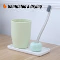 Miniatyrbillede 5 af 7: Slank Mini Keramik Tandbørsteholder Stativ til Badeværelses Vaskeskabe (Sort 2-pak) 2Black