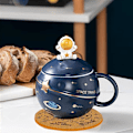 Miniatyrbild 8 av 8: Astronautkopp med rymdpräglad planetmugg, Nyhetsmugg med lock och sked för kaffe, te, mjölk, estetisk inredning rolig present till flicka pojke kvinnor