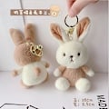 Miniatyrbillede 3 af 4: Plush Kanin Nøglering Fyldte Dyr Pynt Vedhæng Hvid