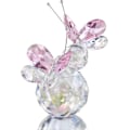Miniatyrbild 1 av 9: Rosa Kristallskuren Dubbel Fjäril Samlarobjekt, Handgjord Konstglas Djurfigur, Presentförpackad