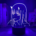 Miniatyrbilde 1 av 6: Anime 3D Lys Zero Two Lampe Figur LED Nattelys Barn Jenter Gave Soverom Dekor Lys Akryl Jul Lampara (Jente3)