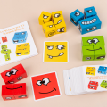 Miniatyrbild 5 av 5: Träuttryck Matchande Blockpussel Söta Geometriska Emoji Byggklossar Pedagogiska Montessori Leksaker