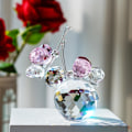 Miniatyrbild 3 av 9: Rosa Kristallskuren Dubbel Fjäril Samlarobjekt, Handgjord Konstglas Djurfigur, Presentförpackad