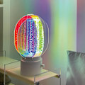 Miniatyrbilde 9 av 9: Aurora Bordlampe for Soverom, 360° Roterende RGB Sengelampe Akryl Trådløs Batteridrevet Lampe Dimbar Nattbordlampe