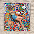 Miniatyrbilde 3 av 6: Vanntette Pikniktepper Sammenleggbare og Bærbare 203x203 cm Boho Piknikmatte for Utendørsbruk, Stort Vaskbart Piknikteppe for Reise og Camping