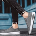 Miniatyrbild 4 av 5: Herrsneakers Mjuk Gummisula Andningsbar Antihalk Lättvikt Stilren Herr Plimsolls för Resor Kontor Sport Grey 42 EU