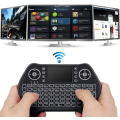 Miniatyrbillede 8 af 8: Baggrundsbelyst 2,4 GHz Mini Trådløst Tastatur Fjernbetjening med Touchpad Mus Combo med USB Dongle Genopladelig Li-ion Batteri