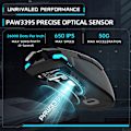 Miniatyrbillede 2 af 7: Trådløs Gaming Mus, 26.000 DPI, PAW3395 Sensor, RGB Baggrundsbelysning, Ergonomisk Design, 6 Programmerbare Knapper, Lang Batterilevetid, Ultralet Black M7 Pro