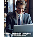 Miniatyrbillede 2 af 6: HW02 USB-headset med mikrofon, støjreduktion og indbygget kontrol, superlet, ultrakomfortabelt computerheadset til bærbar pc, on-ear kablet kontor-C Black