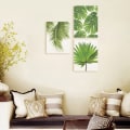 Miniatyrbilde 2 av 7: Wekity Botaniske Veggkunst Trykk Sett med 3 Tropiske Blader Lerret Dekor Planteblad Boho Veggdekor Bilder Grønne Boho Plakater Kunstsett Soverom Dekor