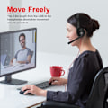 Miniatyrbild 6 av 7: HW02 USB-datorheadset med tydlig chattmikrofon, lättviktigt on-ear trådbundet headset för MS Teams, Skype, webbinarier, callcenter och mer (svart)