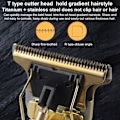Miniatyrbild 5 av 6: Winnieindustries Professionell sladdlös uppladdningsbar hårklippare, 0 mm skallig hårklippare T-blad hårklippare för män Zero Gapped detalj skägg Black