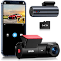 Miniatyrbild 1 av 9: Dash Cam 4K WiFi 2160P Bilkamera, Dashkamera för bilar, Mini Front Dashcam för bilar med nattseende, Loop-inspelning, G-sensor, 24H parkeringsövervakning