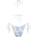 Miniatyrbild 2 av 3: WJSM Dam Triangle Bikini String Baddräkt Print Tie Smocked Ruched Tvådelad Baddräkt Set Light Blue S