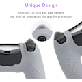 Miniatyrbillede 5 af 7: Kattepoter PS4 Controller Skin Anti-Slip Silikon Skin Beskyttende Cover Case til PS4 Trådløs Controller Grey