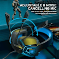 Miniatyrbillede 4 af 7: Kablet gaming-headset, kablet PC-headset til Xbox One, PS5, PS4, bærbar computer, Switch, H2 over-ear gaming-hovedtelefoner med støjreducerende mikrofon og LED-lys og
