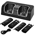 Miniatyrbilde 1 av 4: For Nintendo Wii U Dual Remote Controller Lader Ladestasjon + 2x Oppladbare Batteripakke Tilbehørspakke, Svart