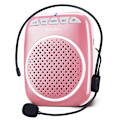 Miniatyrbilde 1 av 7: Stemmeforsterker, 10W høyttaler med mikrofonhodetelefon Bærbar oppladbar PA-system Støtter Bluetooth TF U-disk avspilling for lærer Pink