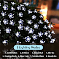 Miniatyrbilde 4 av 7: Utendørs solcelledrevne blomsterlyskjeder, vanntett 50 LED-lysdekorasjoner for juletre, hage, terrasse, gjerd, vår (kjølig hvitt) Cool White