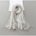 Miniatyrbillede 3 af 5: Bomulds- eller linnedssjal, let tørklæde unisex, perfekt gave til alle, beige hvid