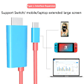 Miniatyrbilde 3 av 4: Bærbar USB C til HDMI-adapterbryterdokkingstasjon for Nintendo Switch & OLED, 2M/6,6FT konverteringskabel 1080P@60Hz utgang, 100W PD hurtigladeport