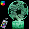 Miniatyrbild 1 av 7: 3D Fotboll Nattlampa Illusion LED Lampor Fjärrkontroll USB-driven RGB Färger Bytbara Gåvor för Pojkar Fotbollsälskare för Födelsedag Jul (S