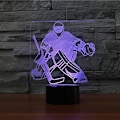 Miniatyrbilde 6 av 8: 3D Ishockey Målvakt Nattlys Berøringsbord Skrivebord Optisk Illusjon Lamper 7 Farge Skiftende Lys Hjemmedekorasjon Jul Bursdagsgave