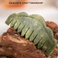 Miniatyrbilde 5 av 7: Naturlig Jade Kam Hode Massasjer, Hodebunnsmassasjekam og Gua Sha Skrapeverktøy, Meridian Massasjeværktøy for Hodepleie og Avslapning (Serpentin) Serpentine