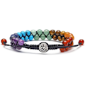 Miniatyrbillede 5 af 7: 7 Chakra Healing Krystal Armbånd Kvinder Reiki Sten Reb Flettet Ædelstensarmbånd med Livstræ Charm Julegave