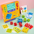 Pikkukuva 2 / 5: Puisia ilmentävät puiset palapelit, söpöt geometriset emoji-rakennuspalikat, opettavaiset Montessori-lelut